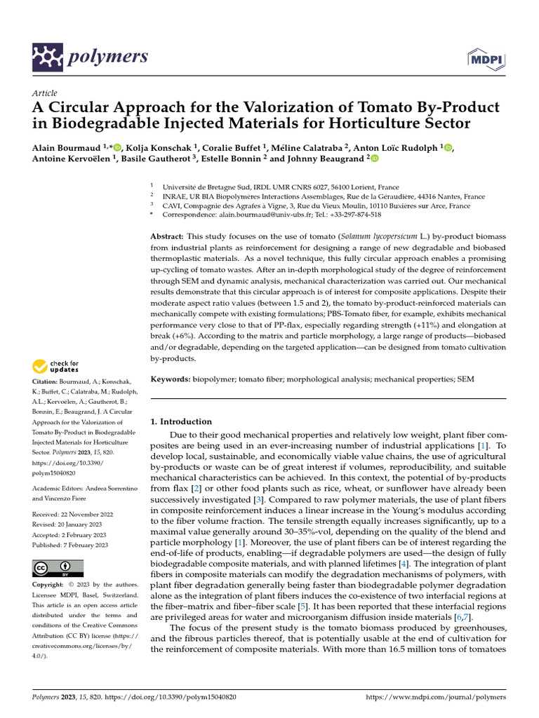 Valorizing Tomato By-Products in Biodegradable Materials | PDF ...