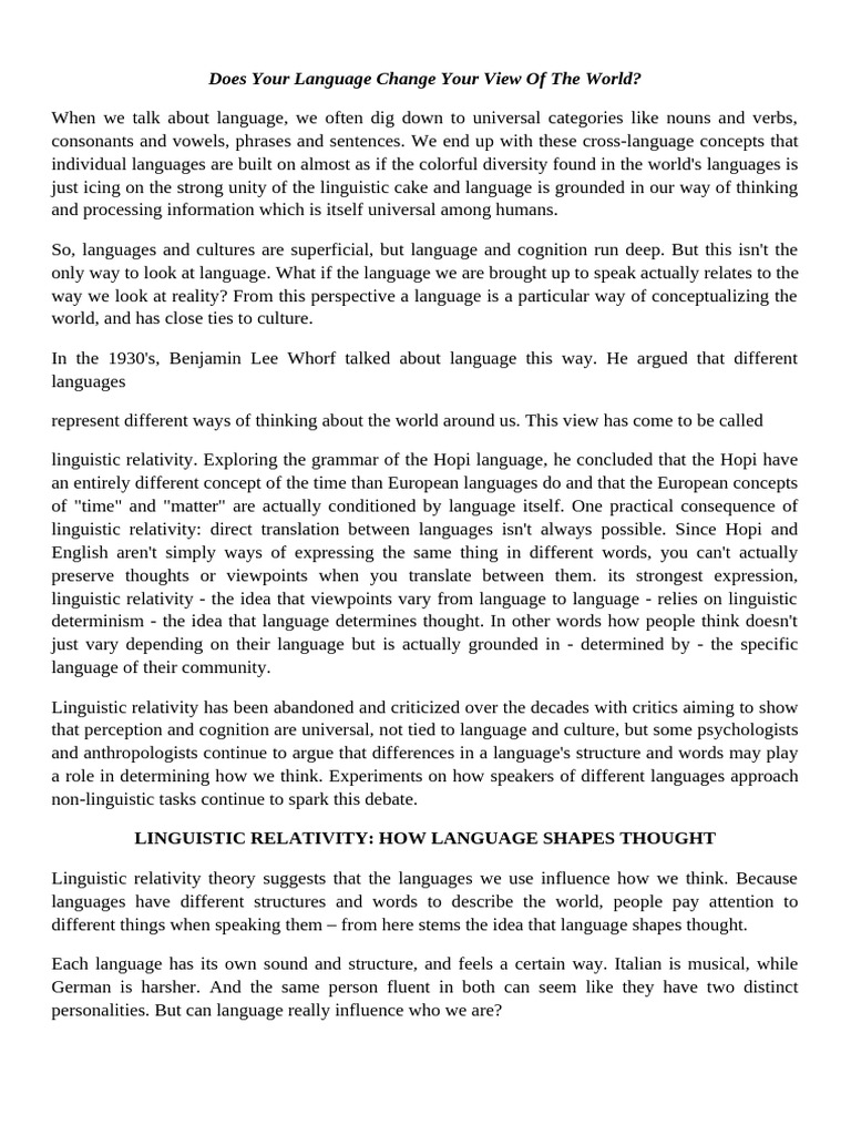 How Language Shapes Our Perception | PDF | Second Language Acquisition ...
