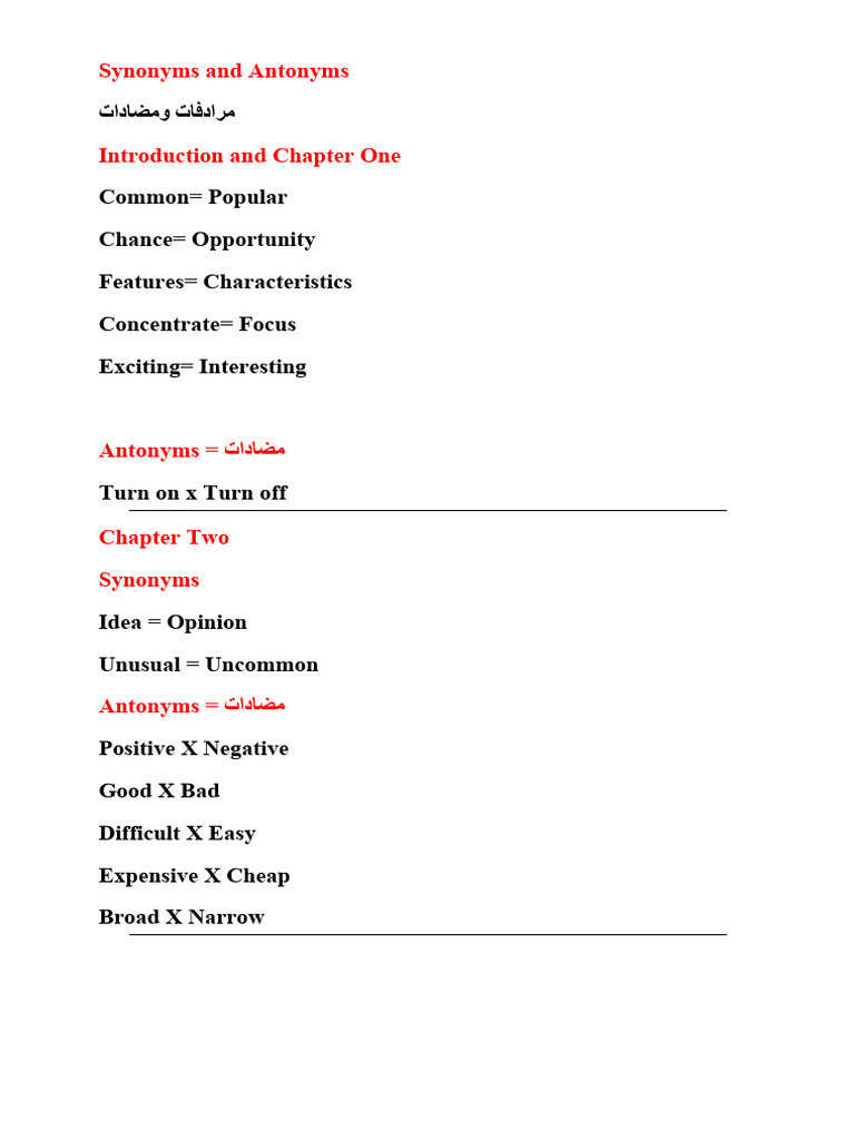 Synonyms and Antonyms Guide | PDF