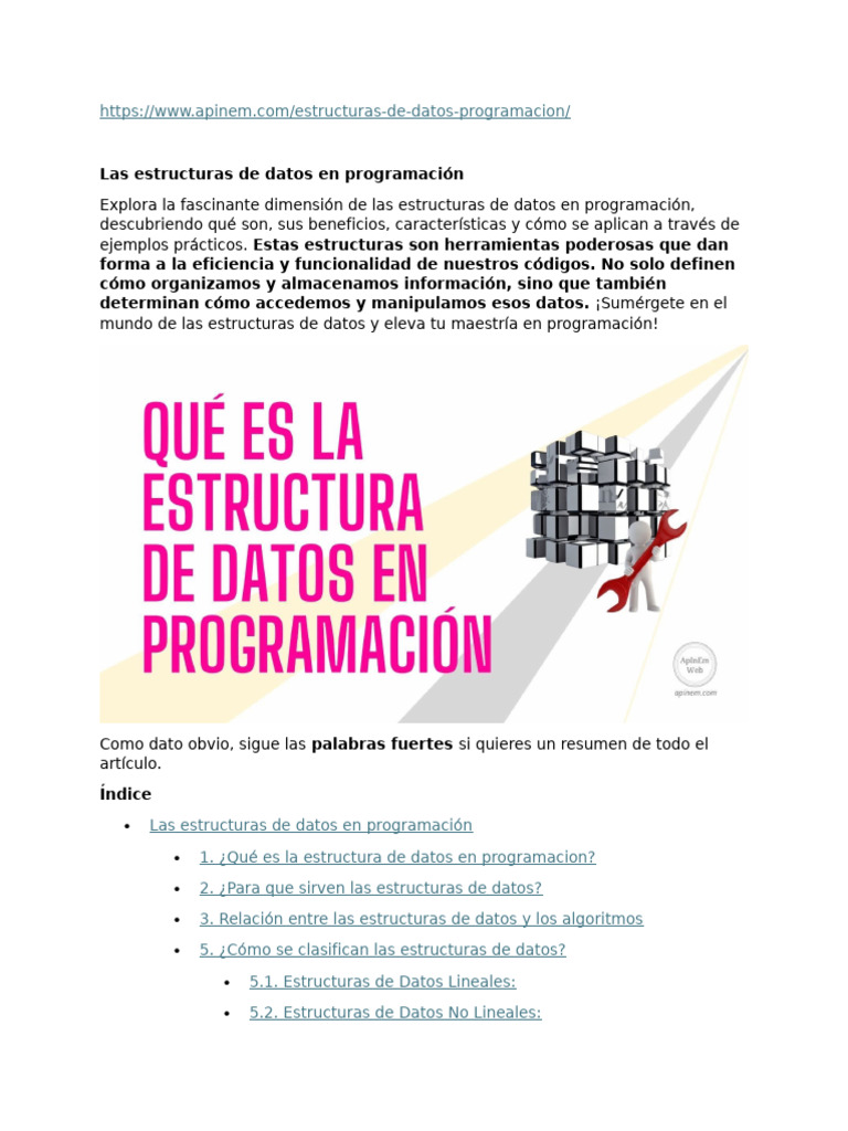 Estructuras de Datos en Programación | PDF | Cola (tipo de datos ...