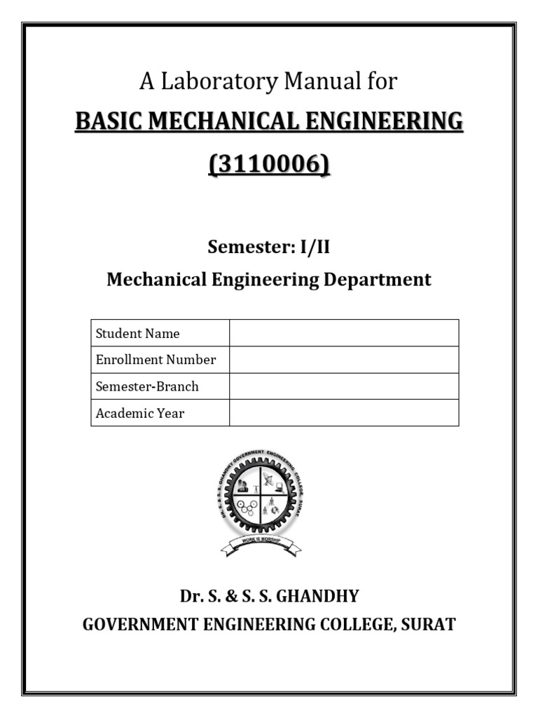 Basic Mechanical Engineering Lab Manual | PDF | Boiler | Pump