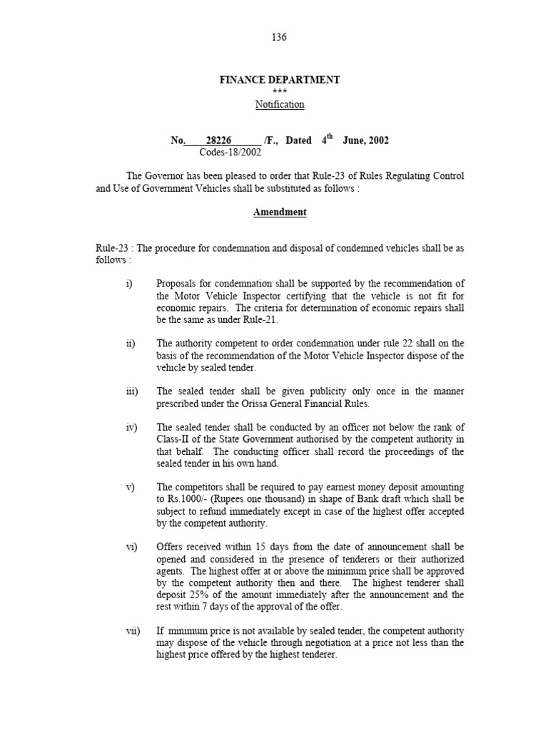 Government Vehicle Disposal Rules Update | PDF | Vehicles | Bus