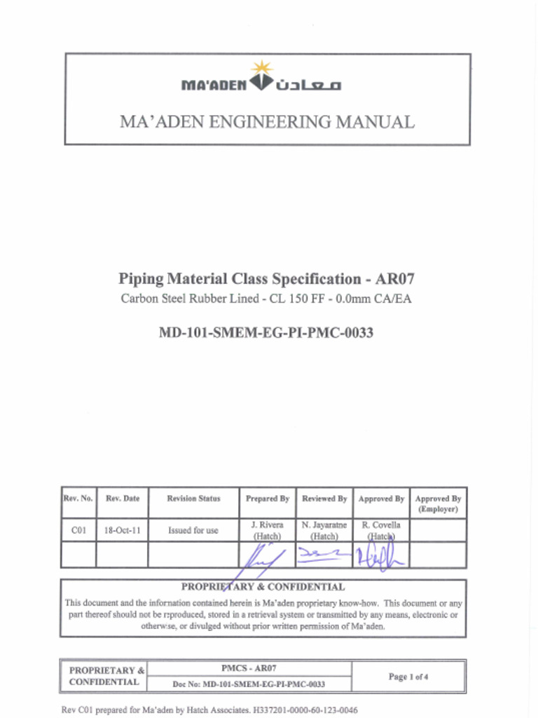 Piping Material Class Spec: Carbon Steel | PDF | Pipe (Fluid Conveyance ...