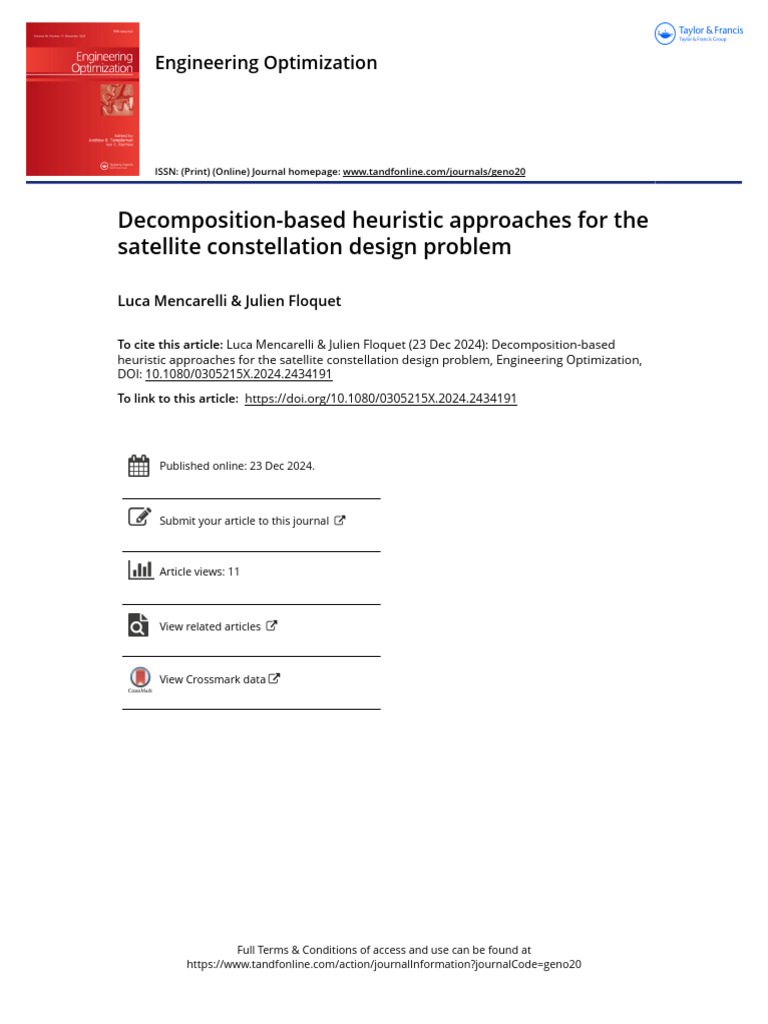 Satellite Constellation Design Optimization | PDF | Vertex (Graph ...