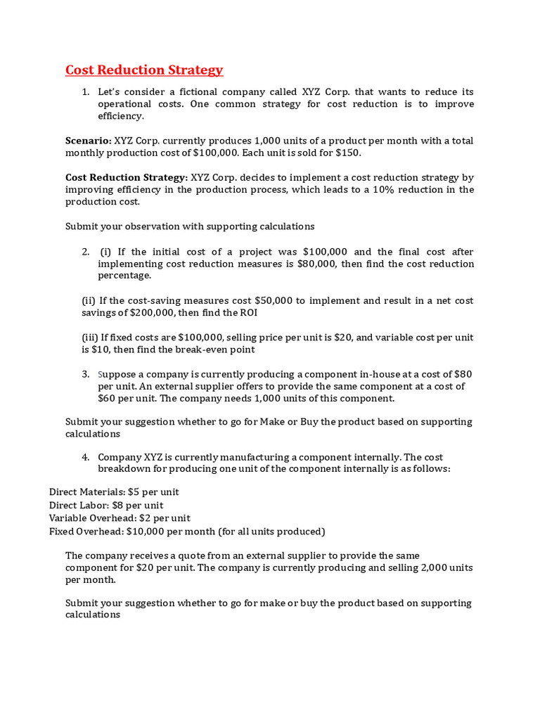 Cost Reduction Strategy - 2 | PDF