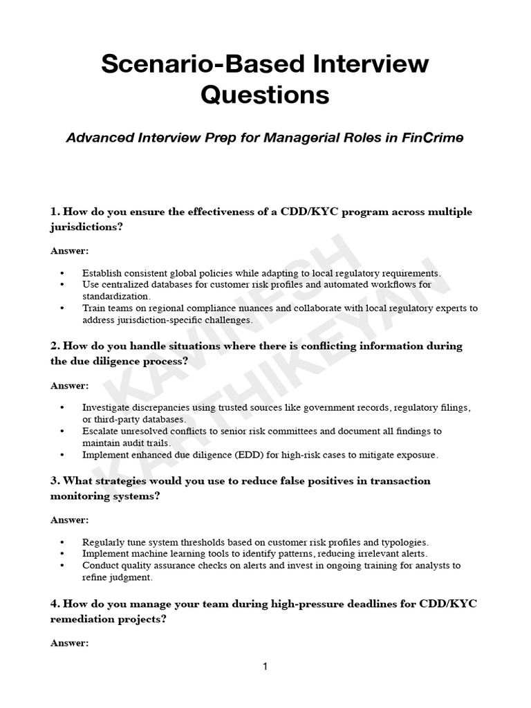 Scenario Based Interview Questions 1732324614 | PDF | Regulatory ...