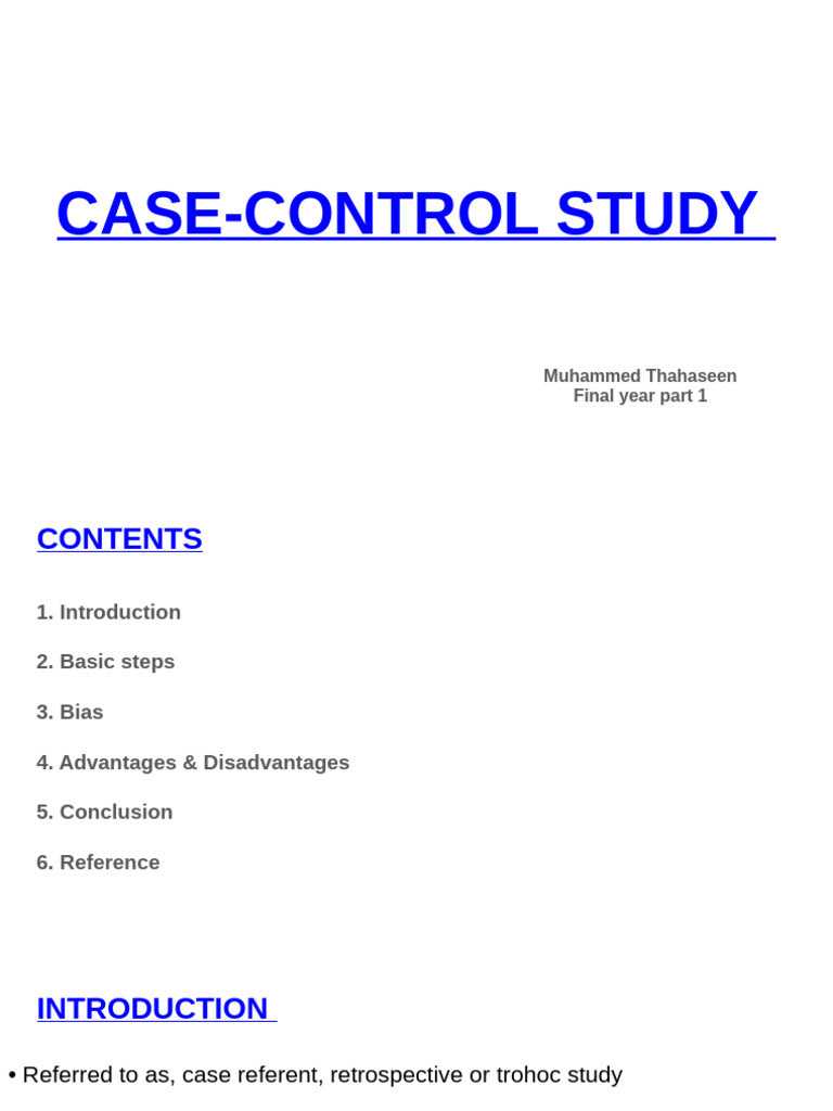 Case-Control Study Overview and Analysis | PDF | Odds Ratio | Relative Risk