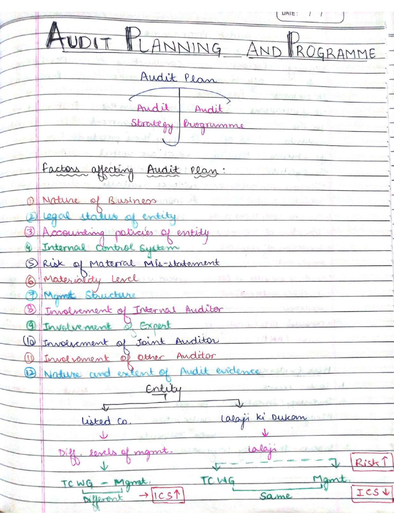 Audit Handwritten Notes Audit Plan | PDF