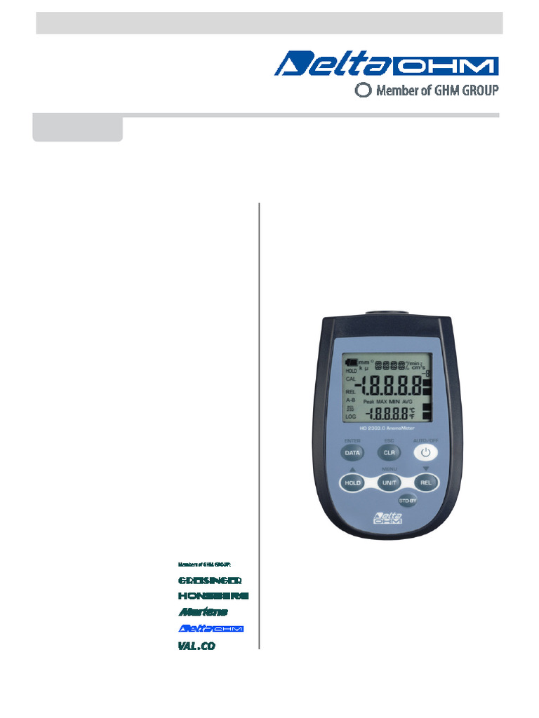 Hd2303 0 Anemometer Operating Manual Pdf Wind Speed Electrical