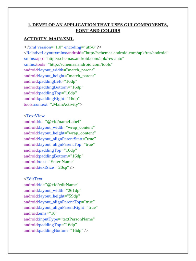 Android GUI and Intent App Development | PDF | Android (Operating ...