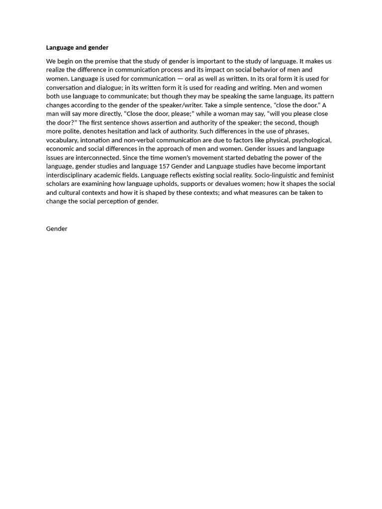Language and Gender | PDF