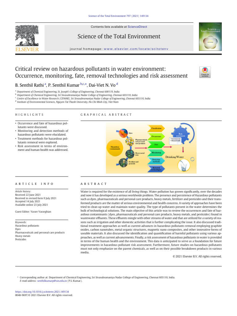 Science of The Total Environment: B. Senthil Rathi, P. Senthil Kumar ...