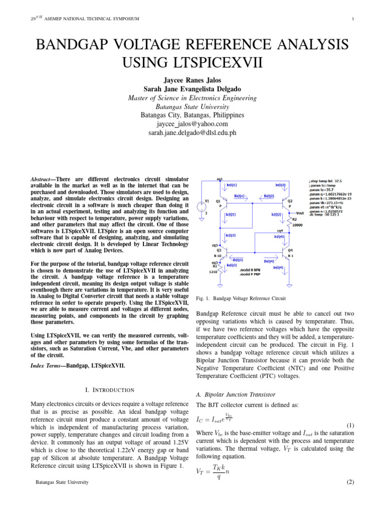 Bandgap Voltage Reference Analysis | PDF | Electrical Network | Bipolar ...