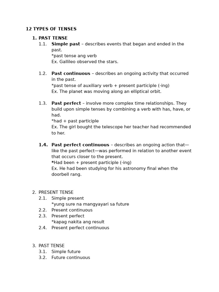 Understanding 12 Types of Tenses | PDF
