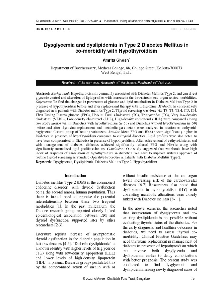 Dysglycemia and dyslipidemia in type 2 diabetes mellitus in co