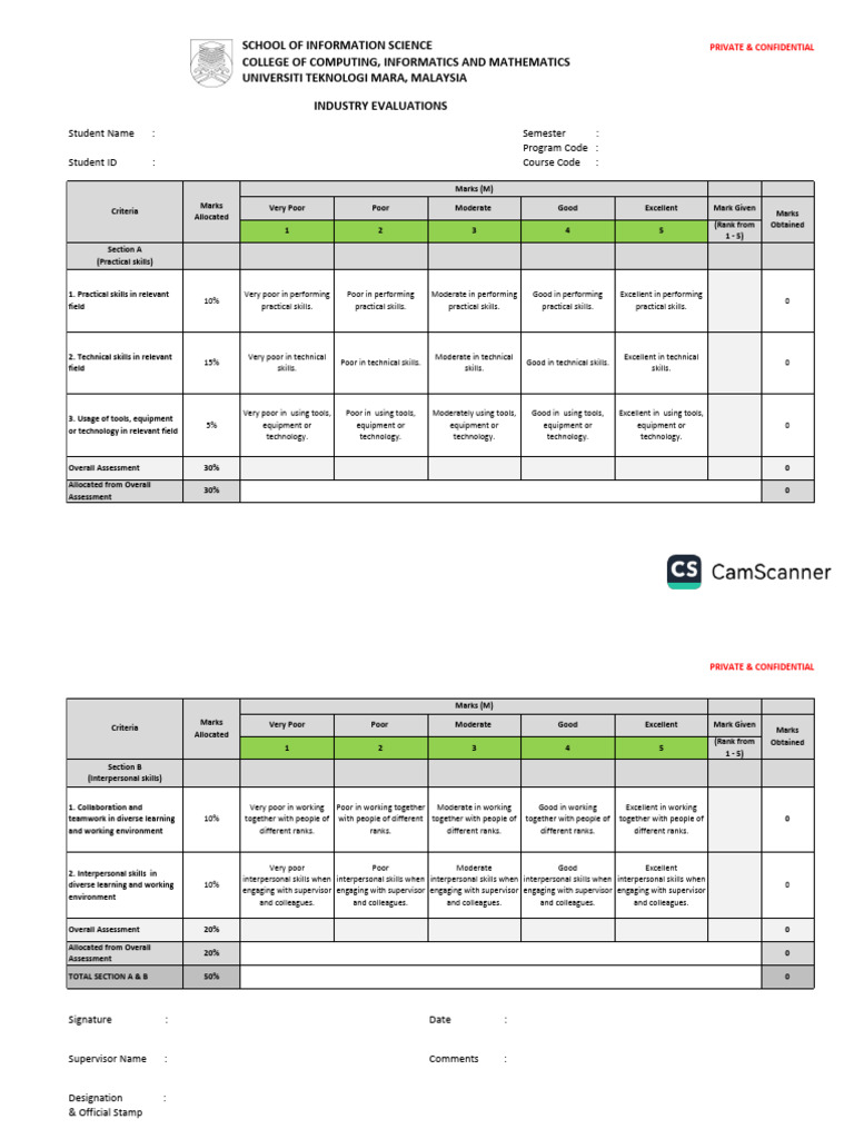 Industry Evaluations Assessment Criteria | PDF