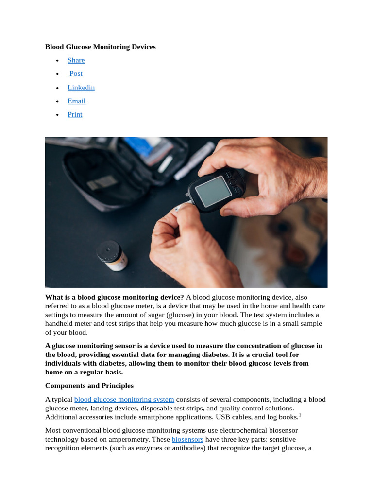 Image showcasing Blood Glucose Monitoring Devices | PDF | Diabetes | Diabetes Management