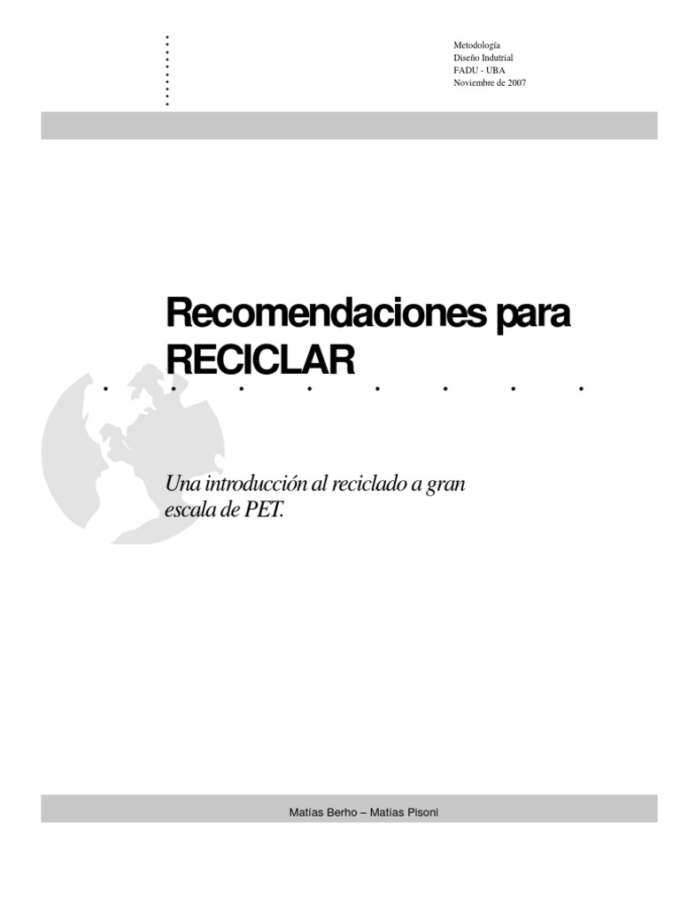 Guía de Reciclaje de PET a Gran Escala | PDF | El plastico | Reciclaje