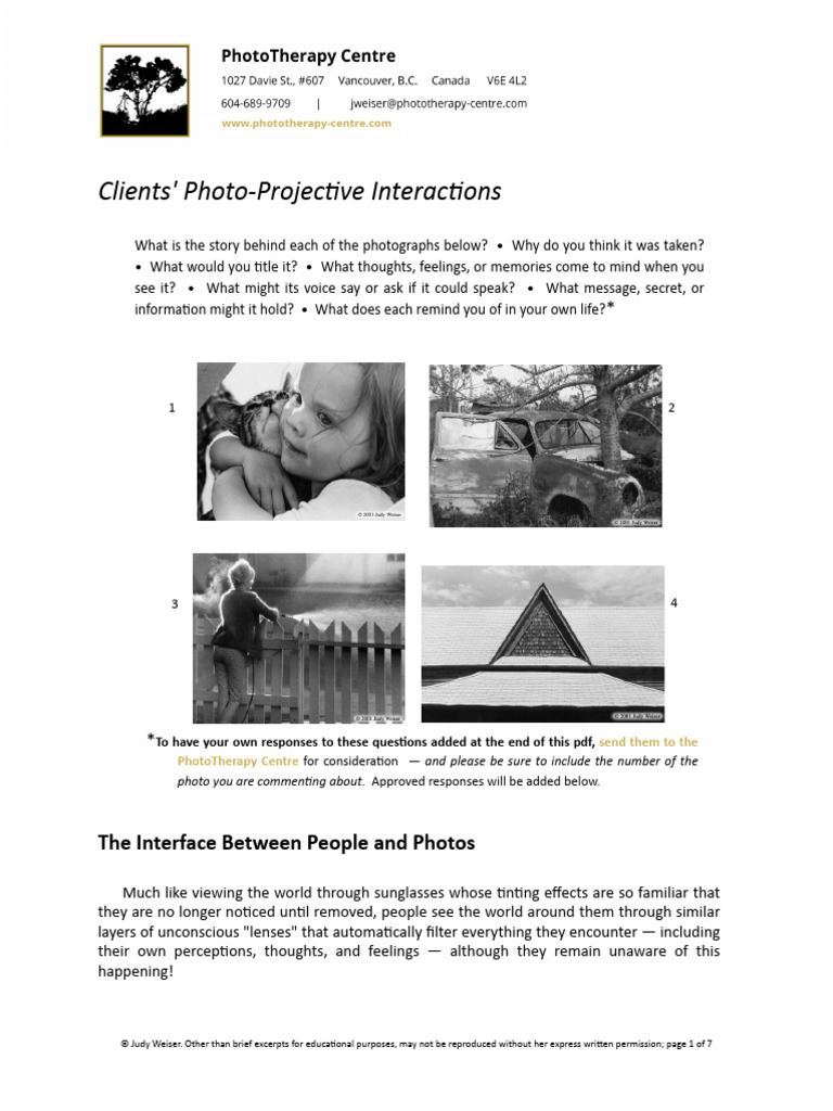Photo-Projective Interactions Phototherapy Technique | PDF | Thought ...