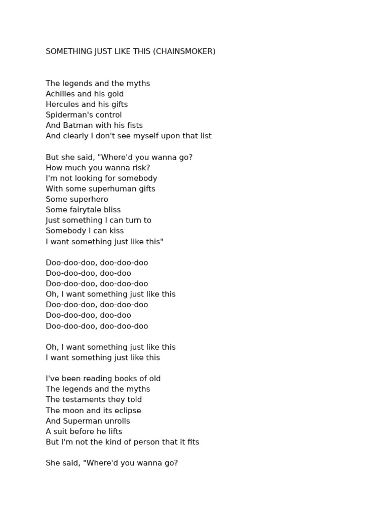 "Chainsmokers: Something Just Like This Lyrics" | PDF