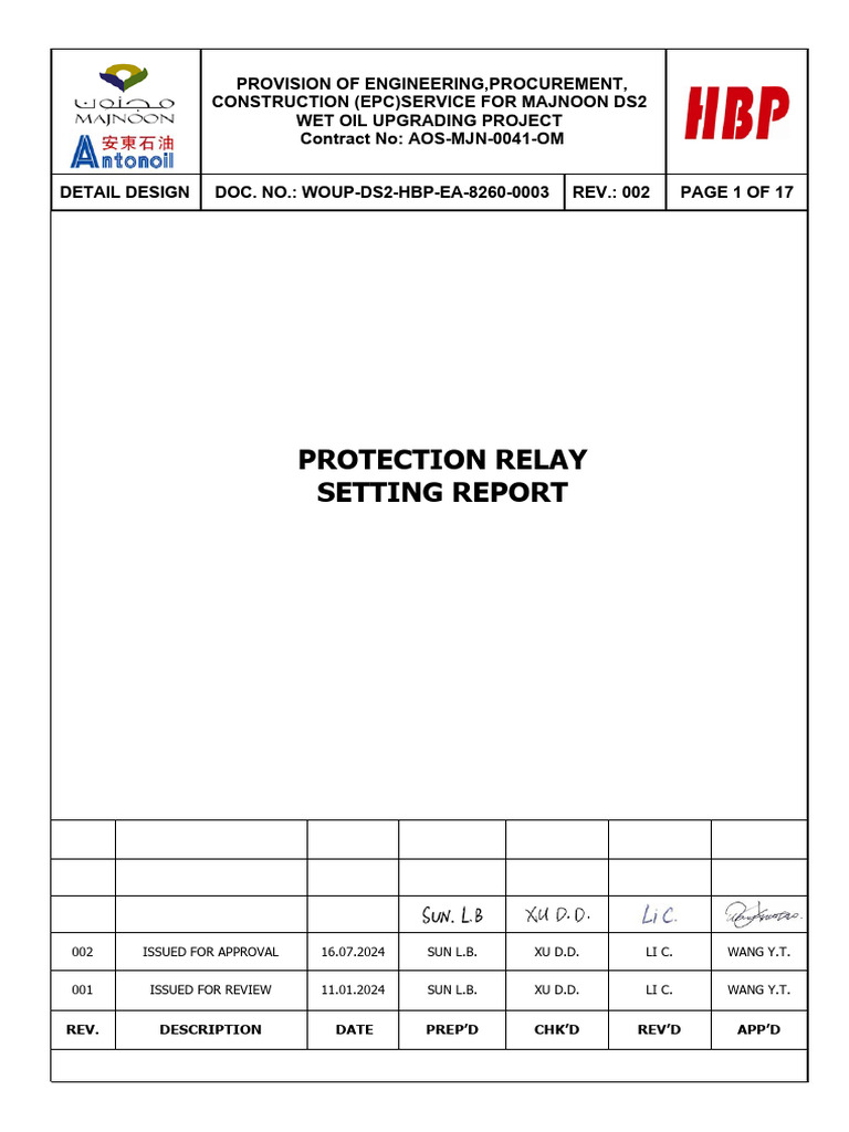 WOUP-DS2-HBP-EA-8260-0003 - 002 Protection Relay Setting Report | PDF ...