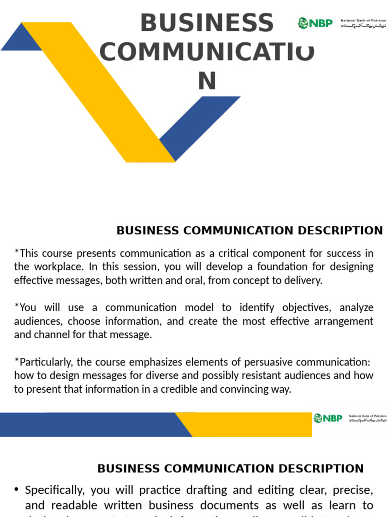 Business Communications - NBP | PDF | Communication | Nonverbal ...