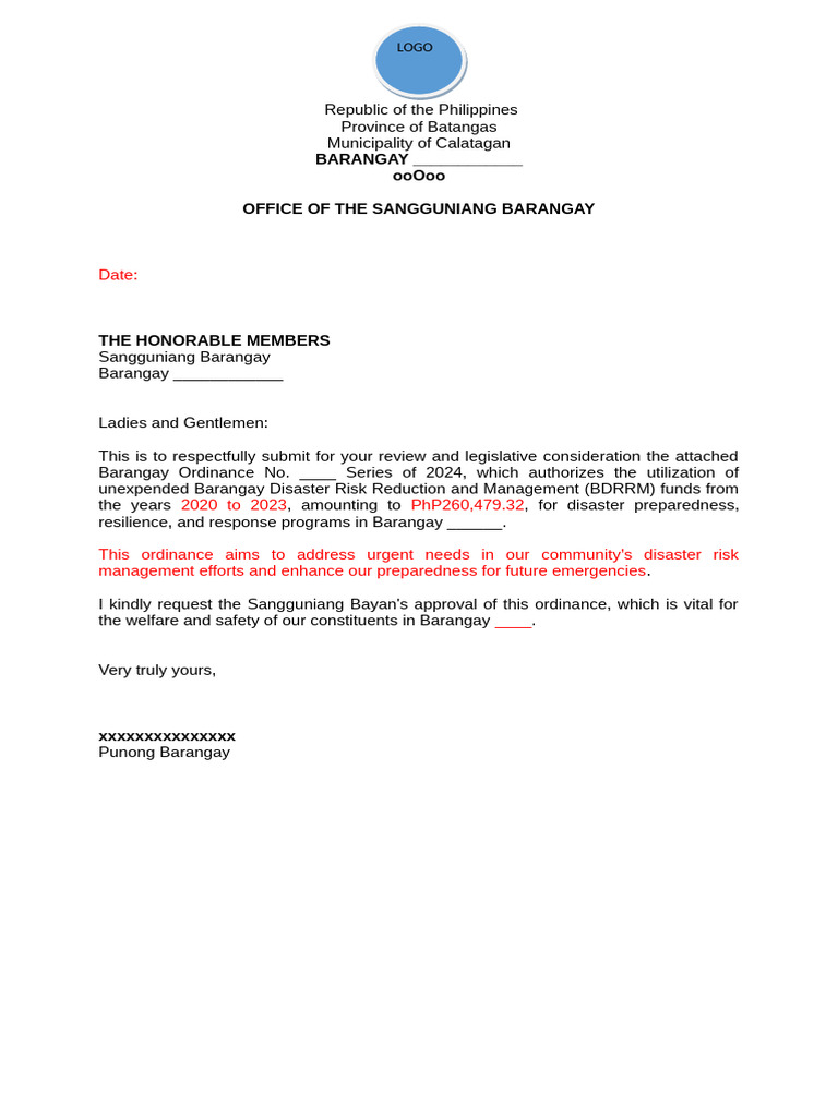 BDRRM Fund Utilization Ordinance 2024 | PDF | Emergency Management ...