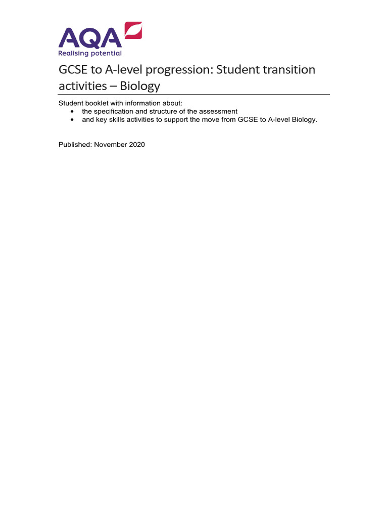 GCSE to A-Level Biology Transition Guide | PDF | International System ...