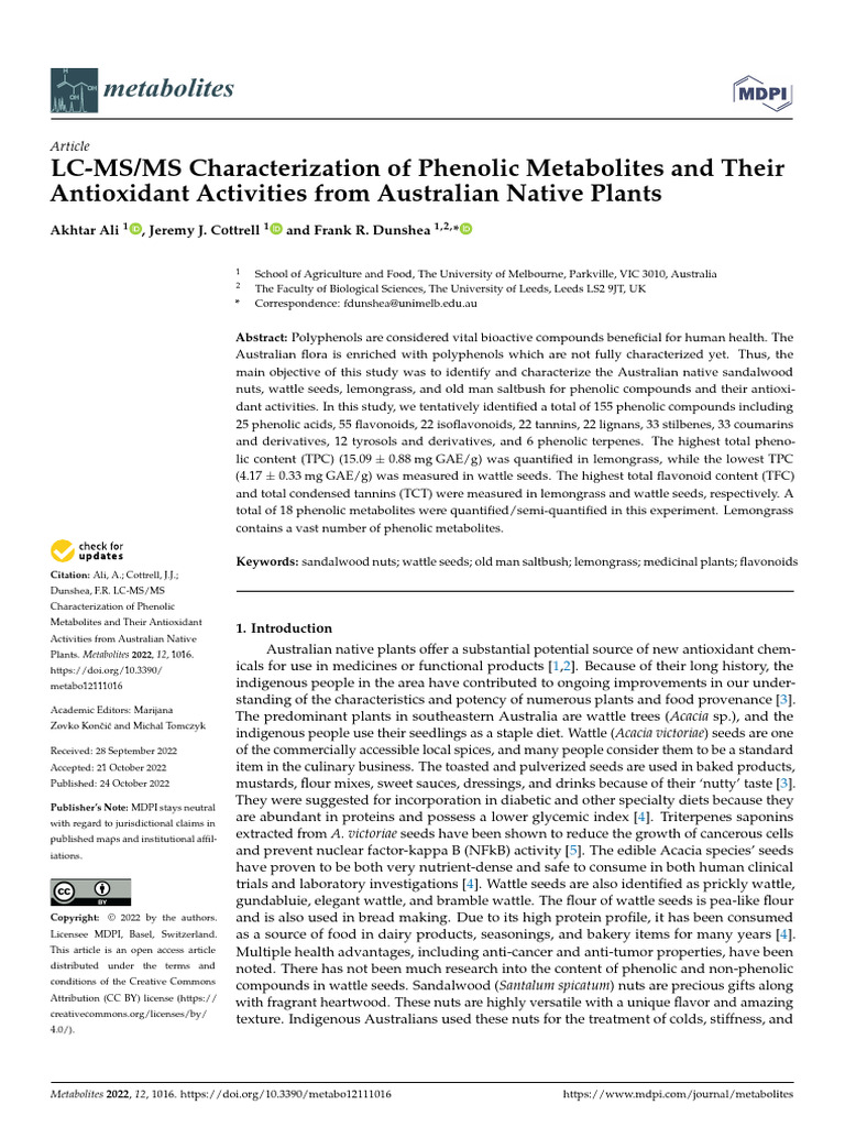 LC Ms Ms Polifenoli | PDF | Polyphenol | Phenolic Content In Wine