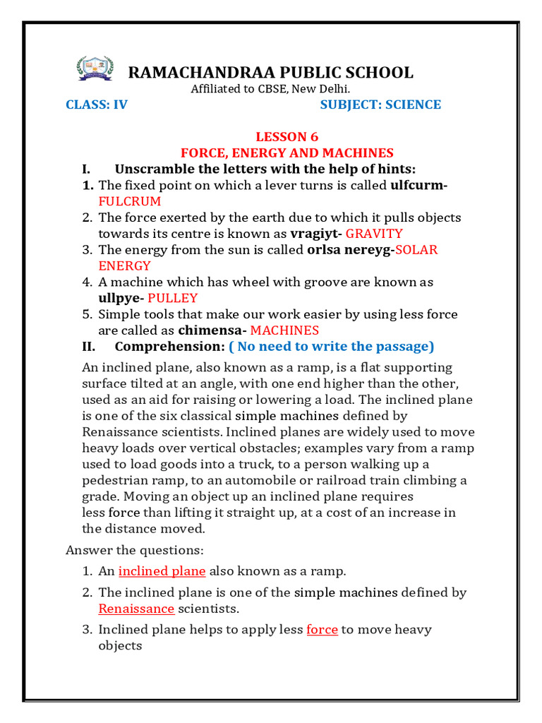 Class IV Science: Force, Energy & Weather | PDF | Yarn | Spinning ...