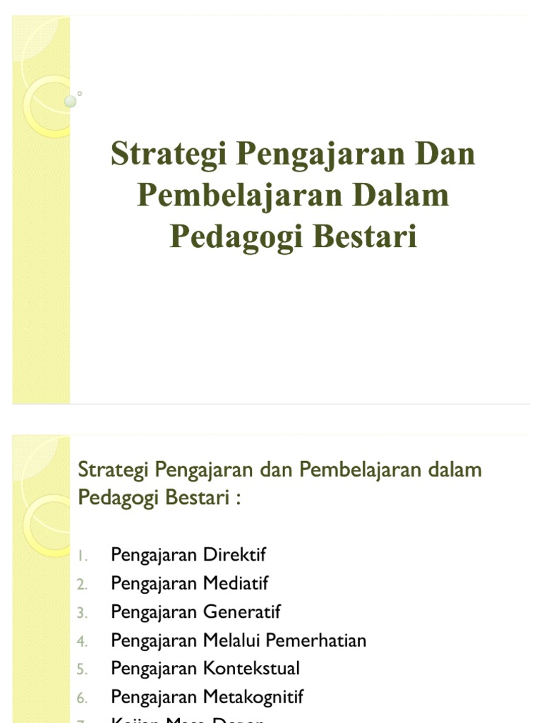 Strategi Pengajaran Dan Pembelajaran Dalam Pedagogi Bestari Pdf