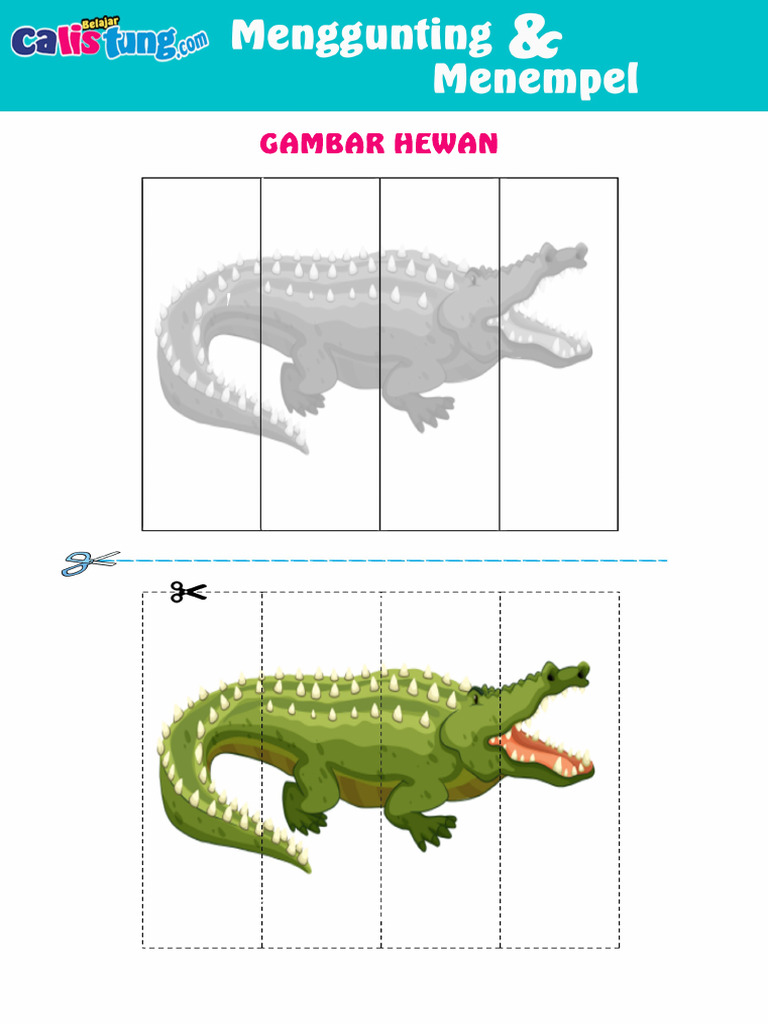 Menggunting Dan Menempel Gambar Hewan Buaya | PDF