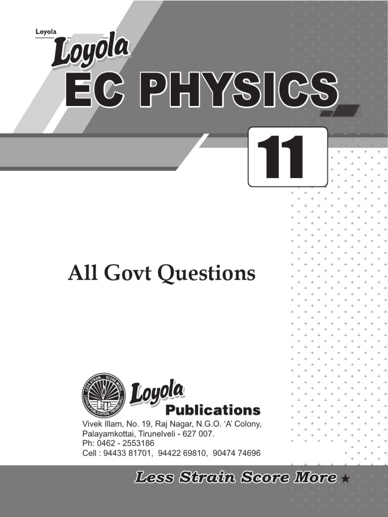 11th Physics EM All Govt Questions | PDF | Rotation Around A Fixed Axis ...