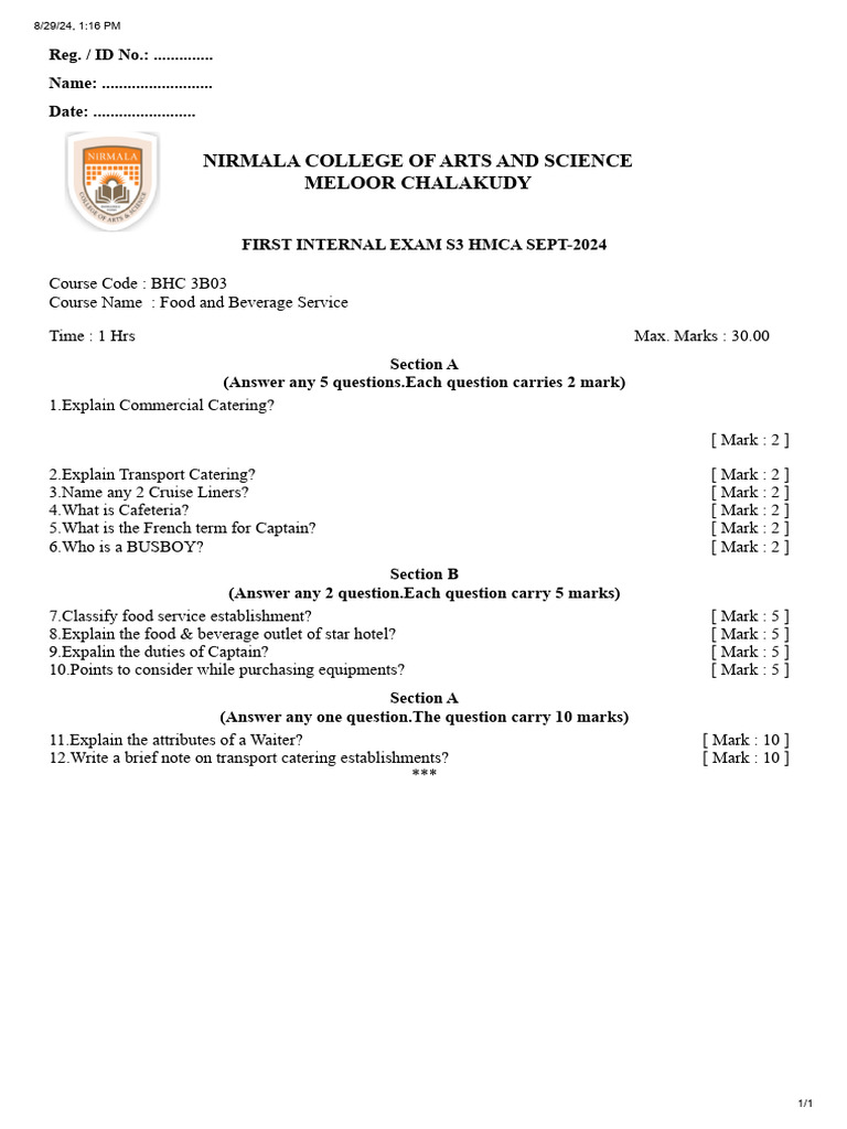 S3 Hmca QP | PDF