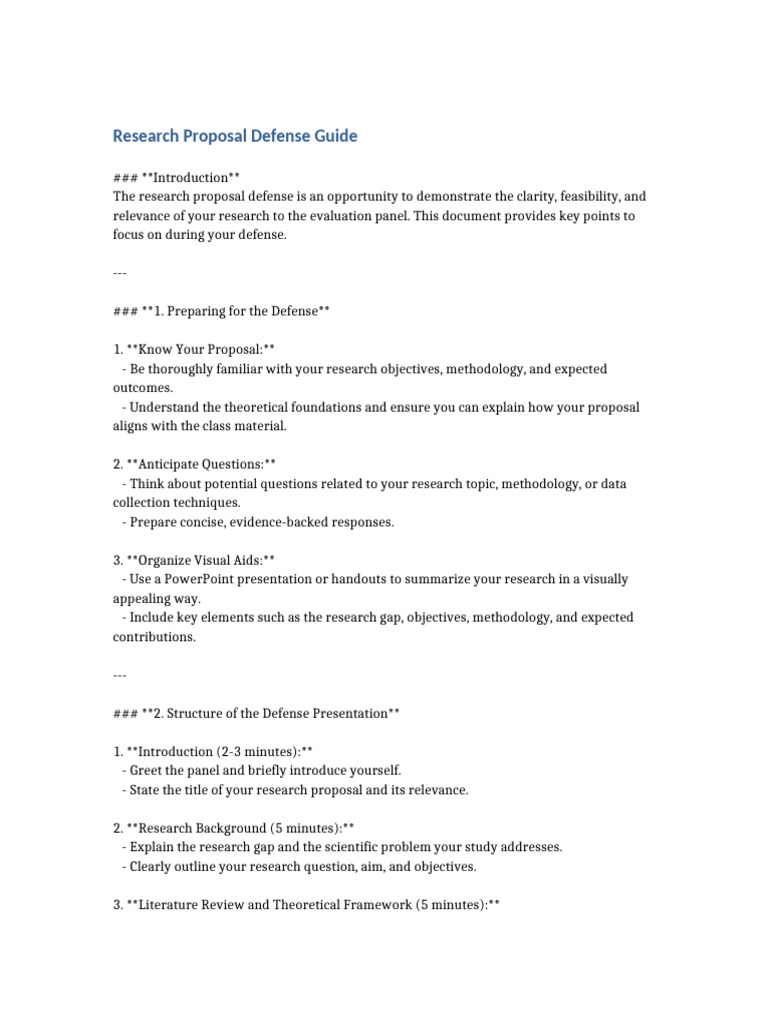 Research Proposal Defense Tips Guide | PDF | Methodology | Cognition