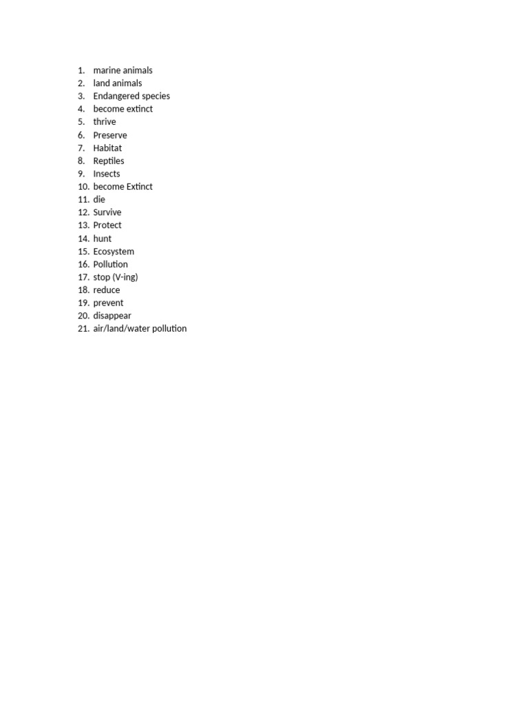 Unit 2 animals pdf endangered species extinction