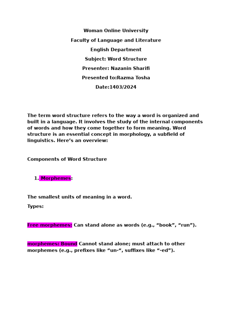 Word Structure | PDF