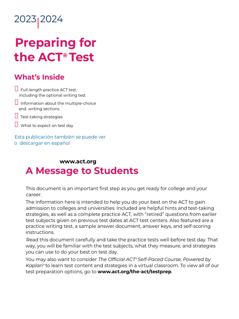 Preparing for the act pdf multiple choice mathematics