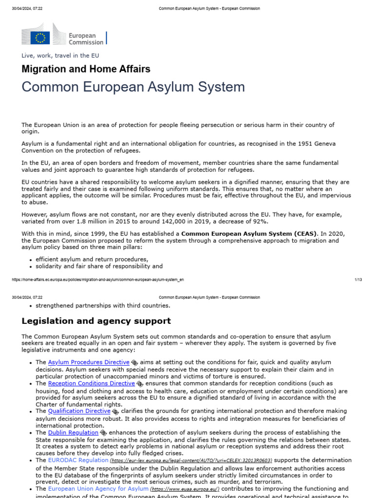 Common European Asylum System Overview | PDF | European Union | Right ...