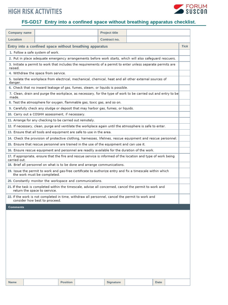 FS-GD17 Brething Apparatus Checklist | PDF