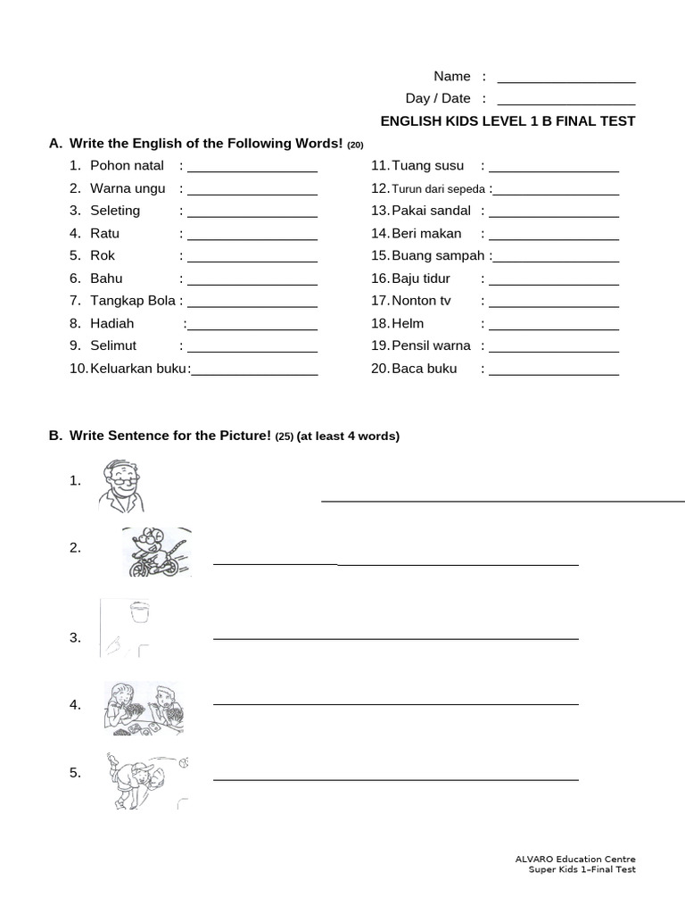 SK 1 - Final Test | PDF | Writing Implements | Conservation And ...