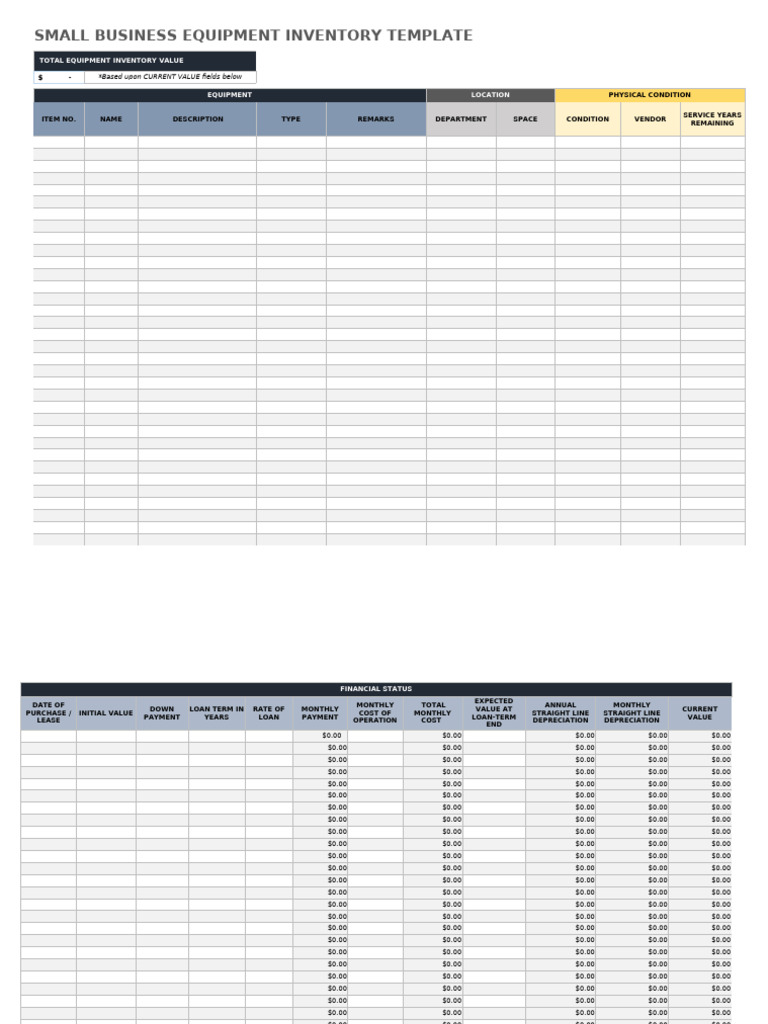 Small Business Equipment Inventory Template | PDF | Inventory ...