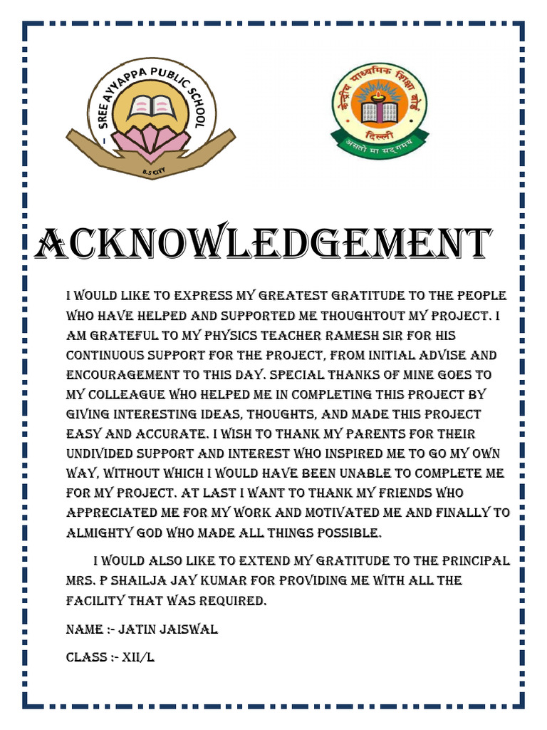 Acknowledgement Physics | PDF
