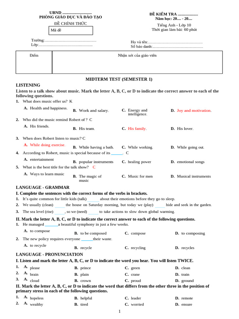 Grade 10 English Midterm Test | PDF | Particulates | Air Pollution