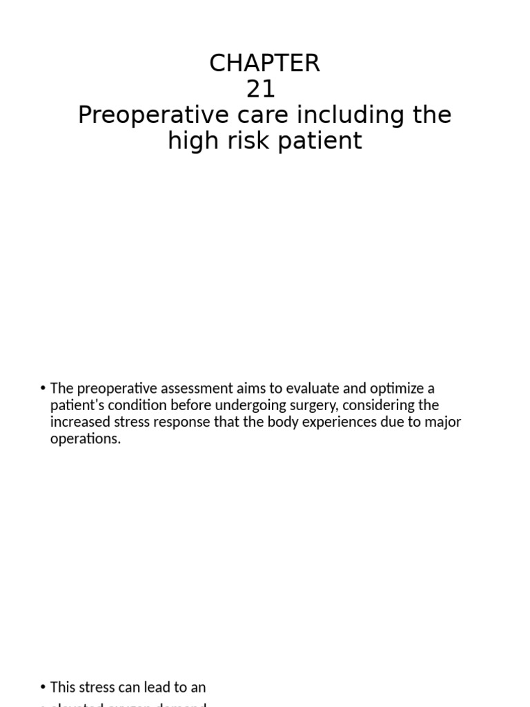 Preoperative Care for High-Risk Patients | PDF | Surgery | Intensive ...