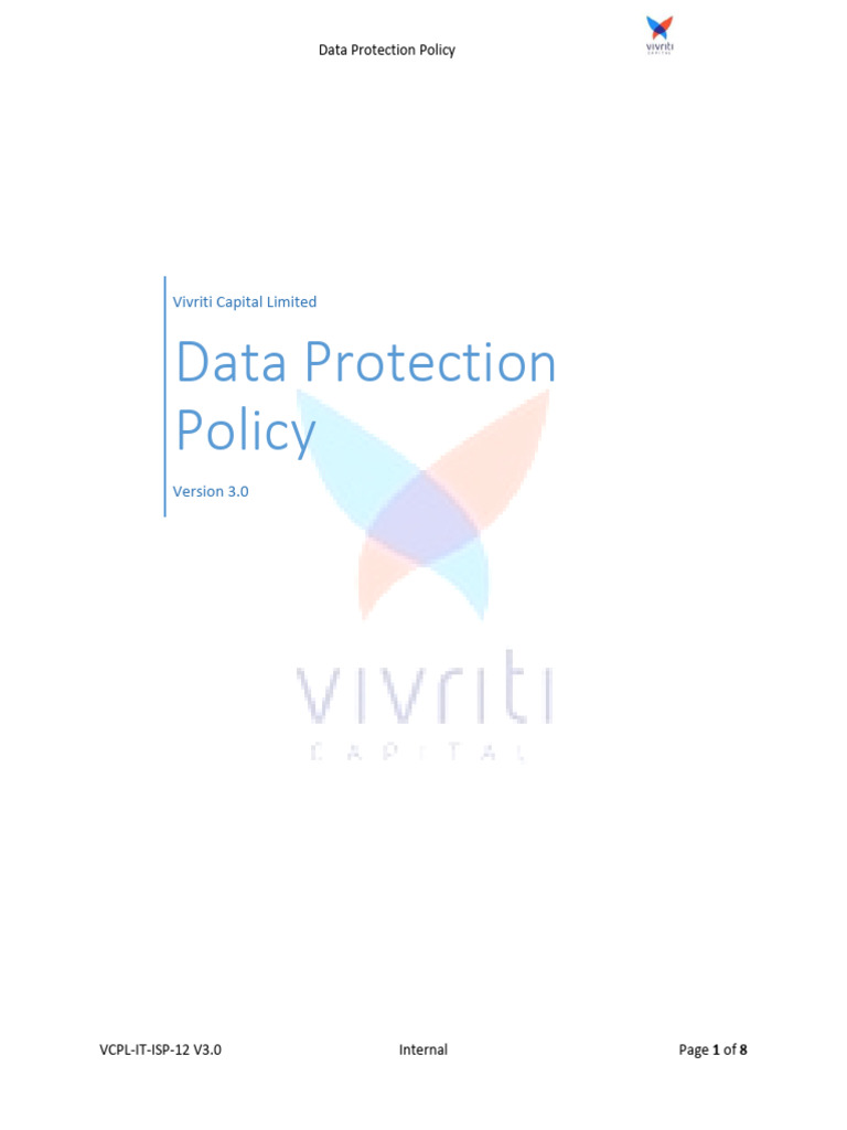 VCL-IT-ISP-12 Data Protection Policy V 3.0 | PDF | Regulatory ...