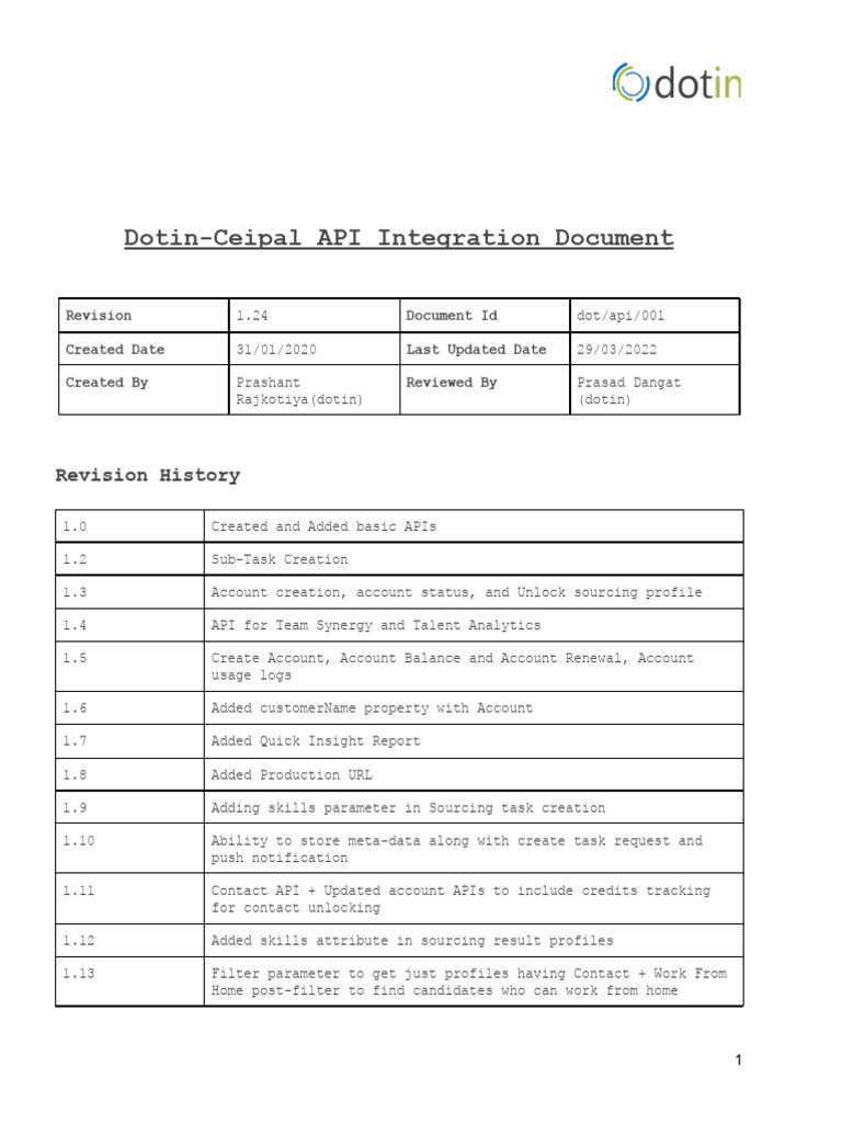 Dotin-Ceipal API Integration Guide | PDF | Web Design | User (Computing)