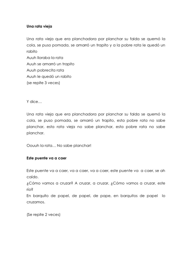Letra y Poema de la Rata Vieja | PDF | Alimentos | Naturaleza