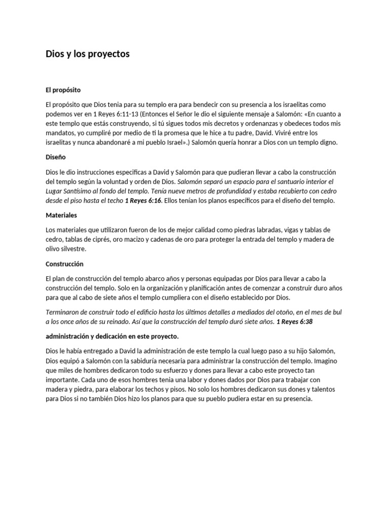 Dios y Los Proyectos | PDF