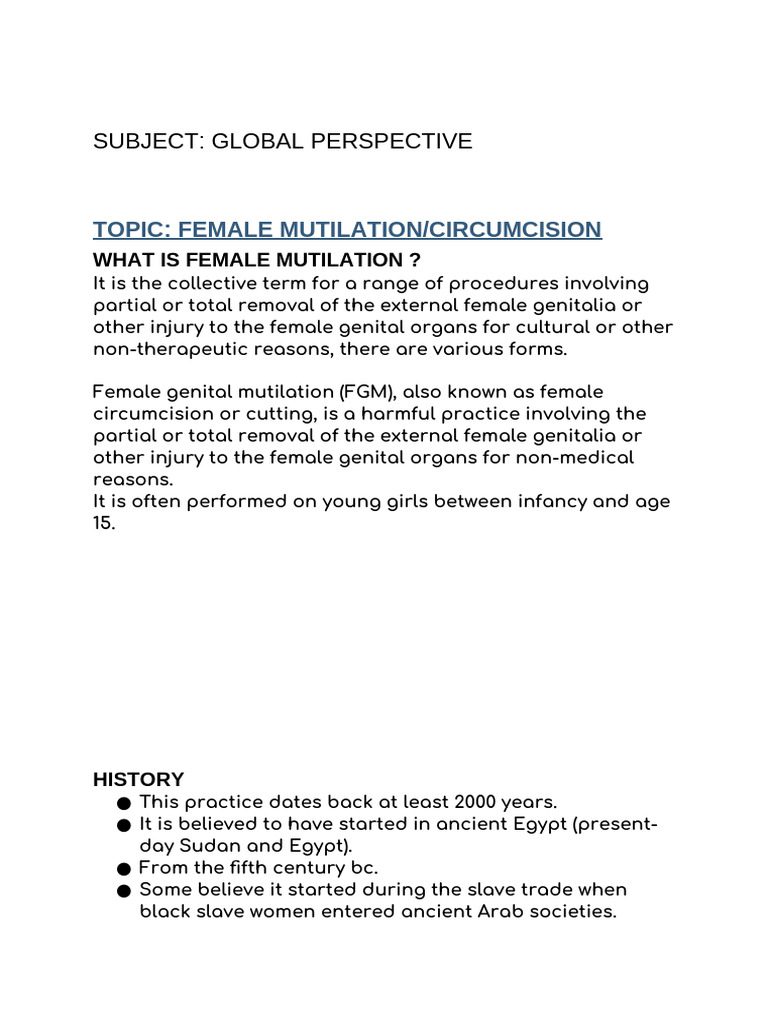 Understanding Female Genital Mutilation | PDF